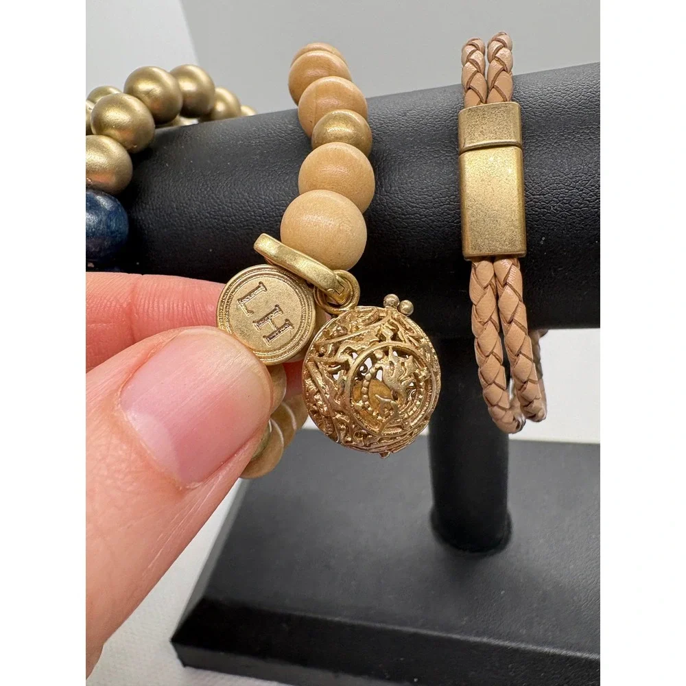 8pc Bracelet Lot Copper Pure Cuff Animal Print Leather Beaded Buddha Boho Set